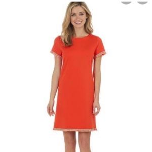 Jude Connally Ella Ponte Tangerine Fringe Dress